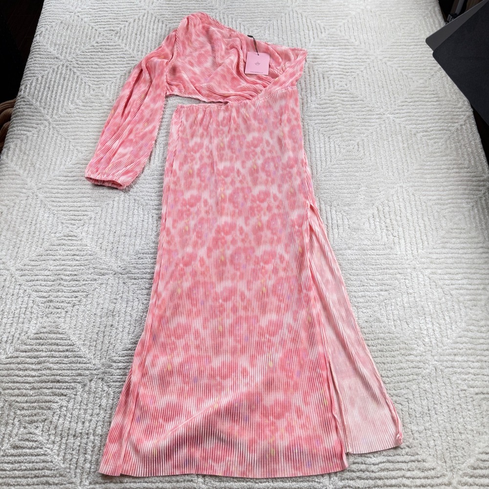 Hello Molly One Shoulder Maxi Dress Womens XL Pink Floral Party Wedding Guest